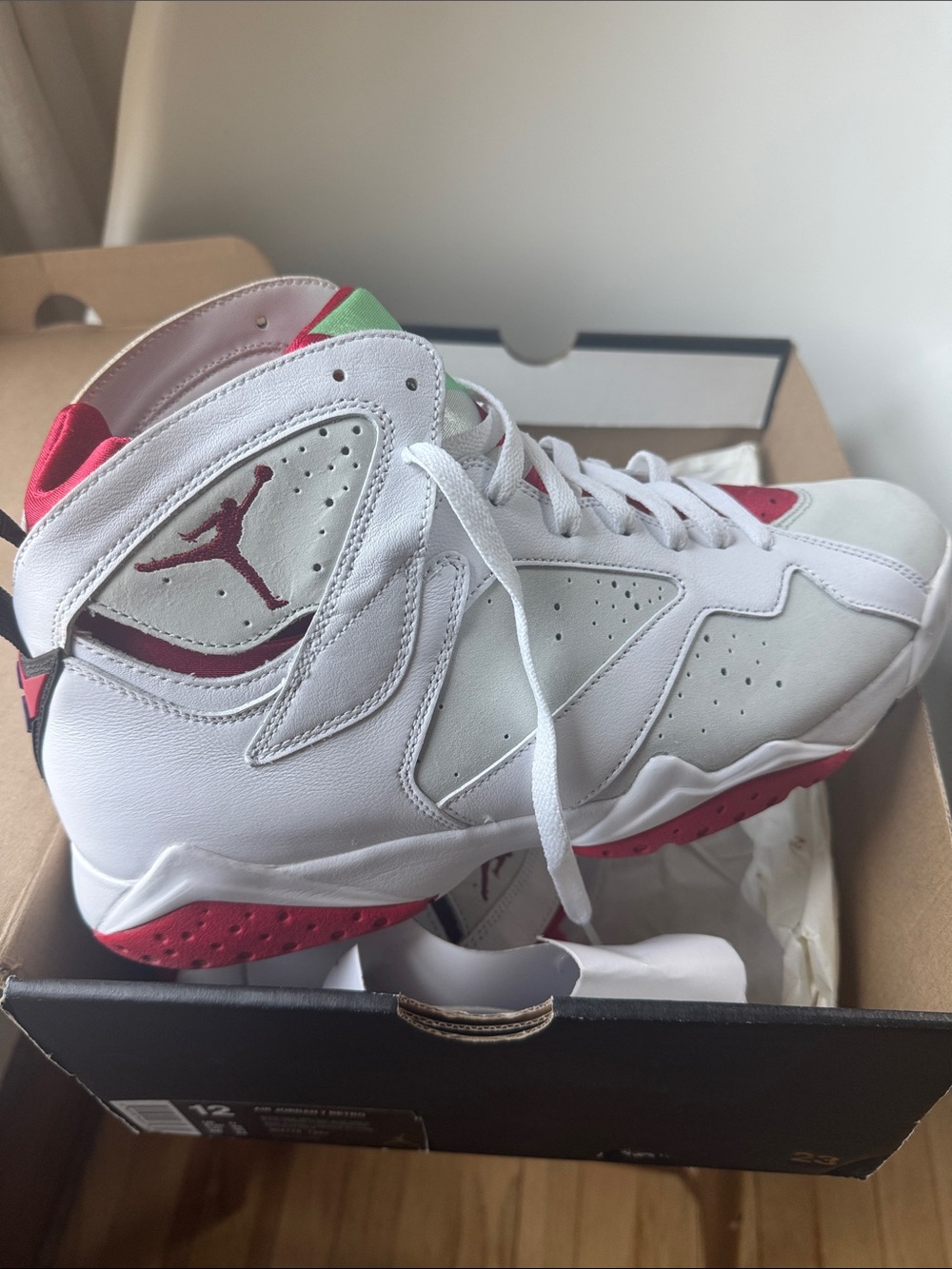 Air Jordan 7 retro size 12 White/True Red-Light Silver-Tourmaline LIKE NEW - Picture 3 of 9